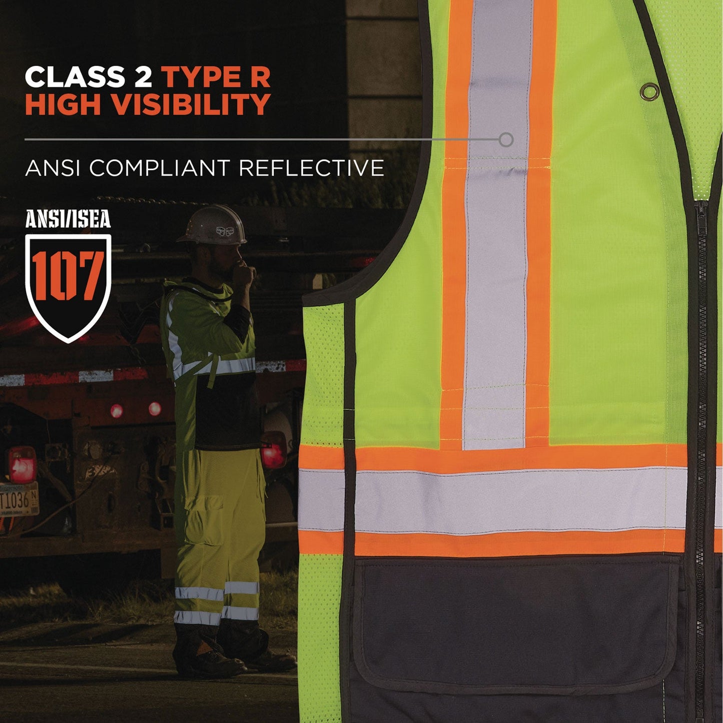 Ergodyne GloWear 8251HDZ Class 2 Two-Tone Hi-Vis Safety Vest, 4X-Large to 5X-Large, Lime (EGO23039)