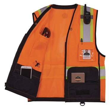Ergodyne GloWear 8251HDZ Class 2 Two-Tone Hi-Vis Safety Vest, 2X-Large to 3X-Large, Orange (EGO23047)
