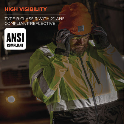 Ergodyne GloWear 8351 Class 3 Hi-Vis Windbreaker Water-Resistant Jacket, 2X-Large, Lime (EGO23426)