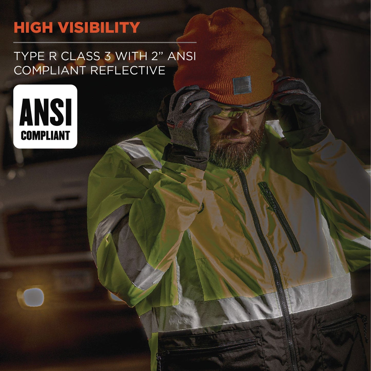 Ergodyne GloWear 8351 Class 3 Hi-Vis Windbreaker Water-Resistant Jacket, Large, Orange (EGO23434)