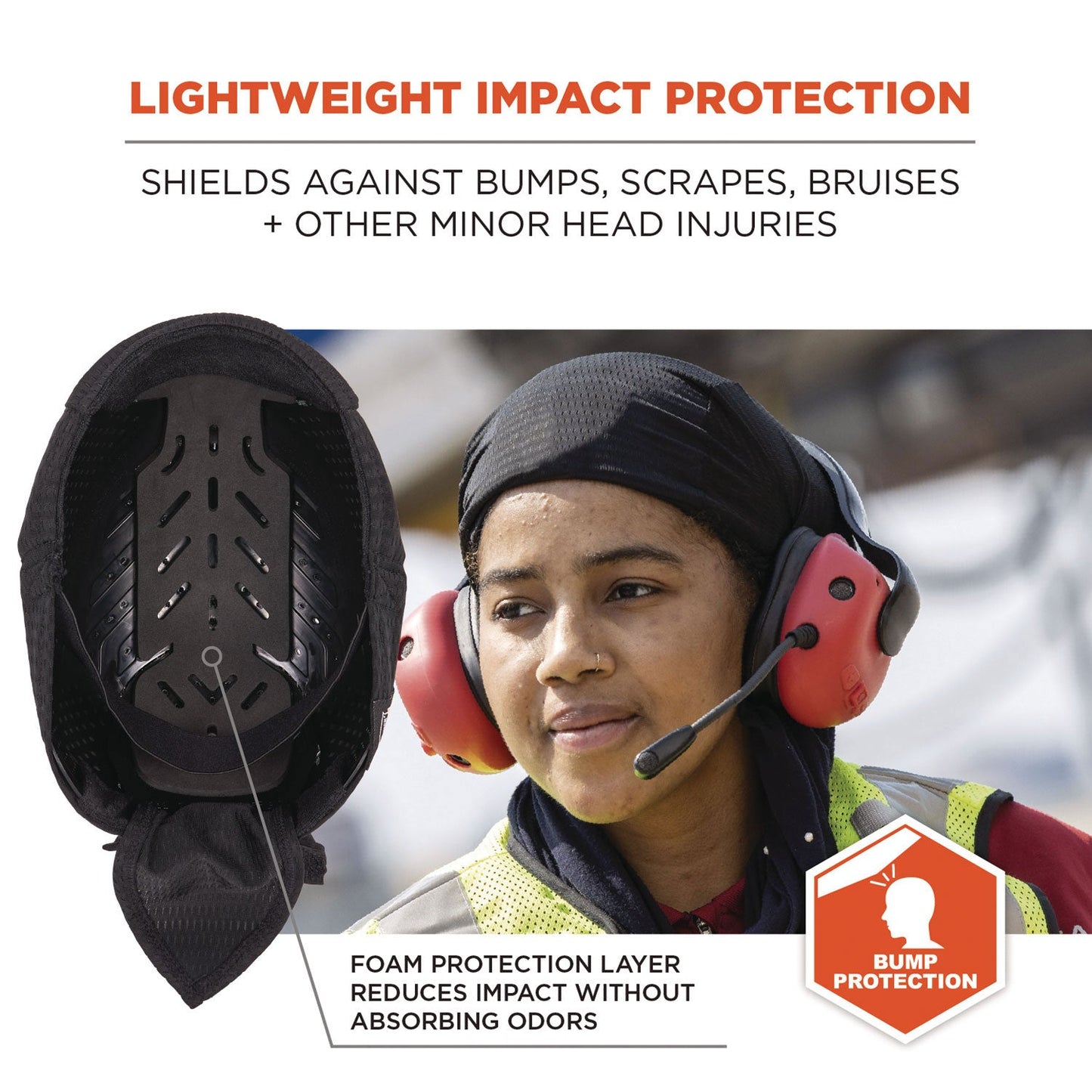 Ergodyne Skullerz 8948 Mesh Do Rag Bandana and Bump Cap Insert, Black (EGO23468)