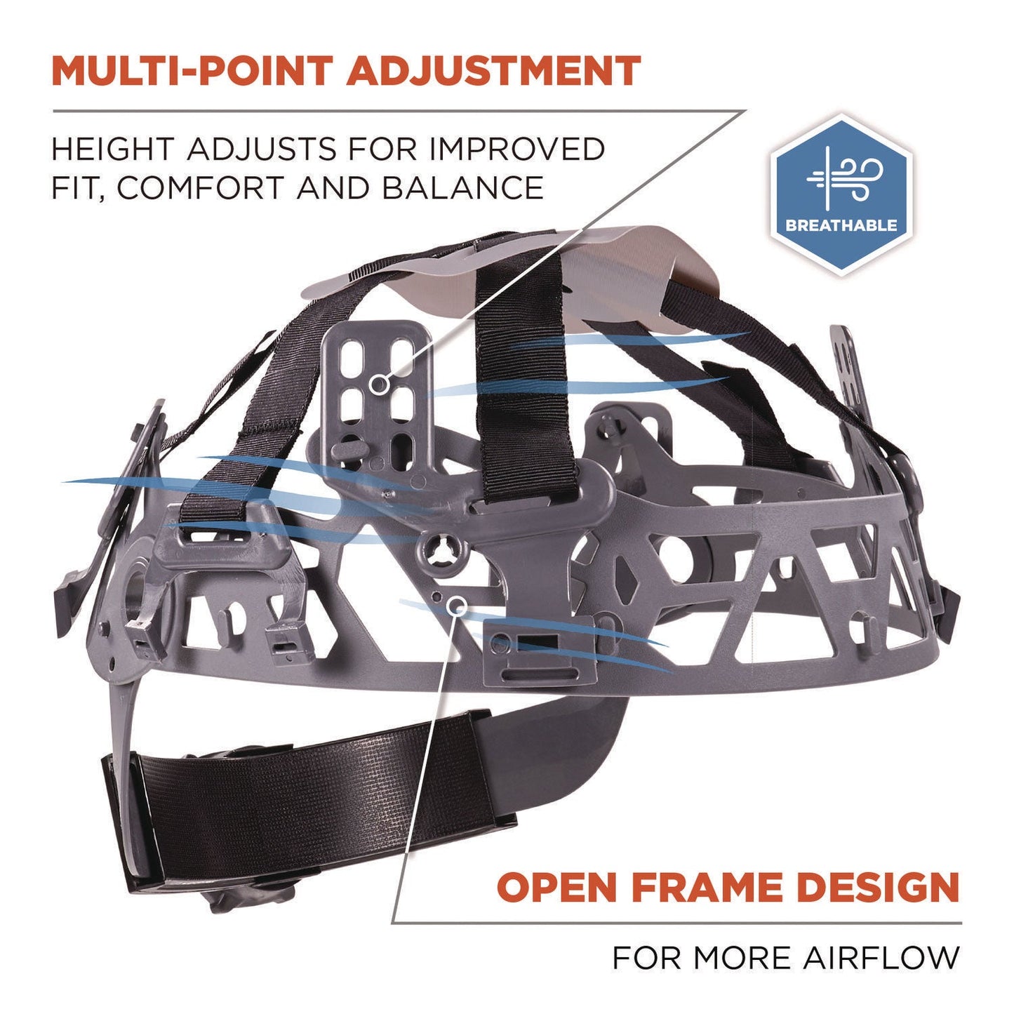 Ergodyne Skullerz 8986 6-Point Hard Hat Suspension Replacement, Gray (EGO60233)