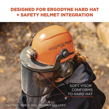 Ergodyne Skullerz 8989 Mesh Face Shield with Adapter for Hard Hat and Safety Helmet, Gray (EGO60247)