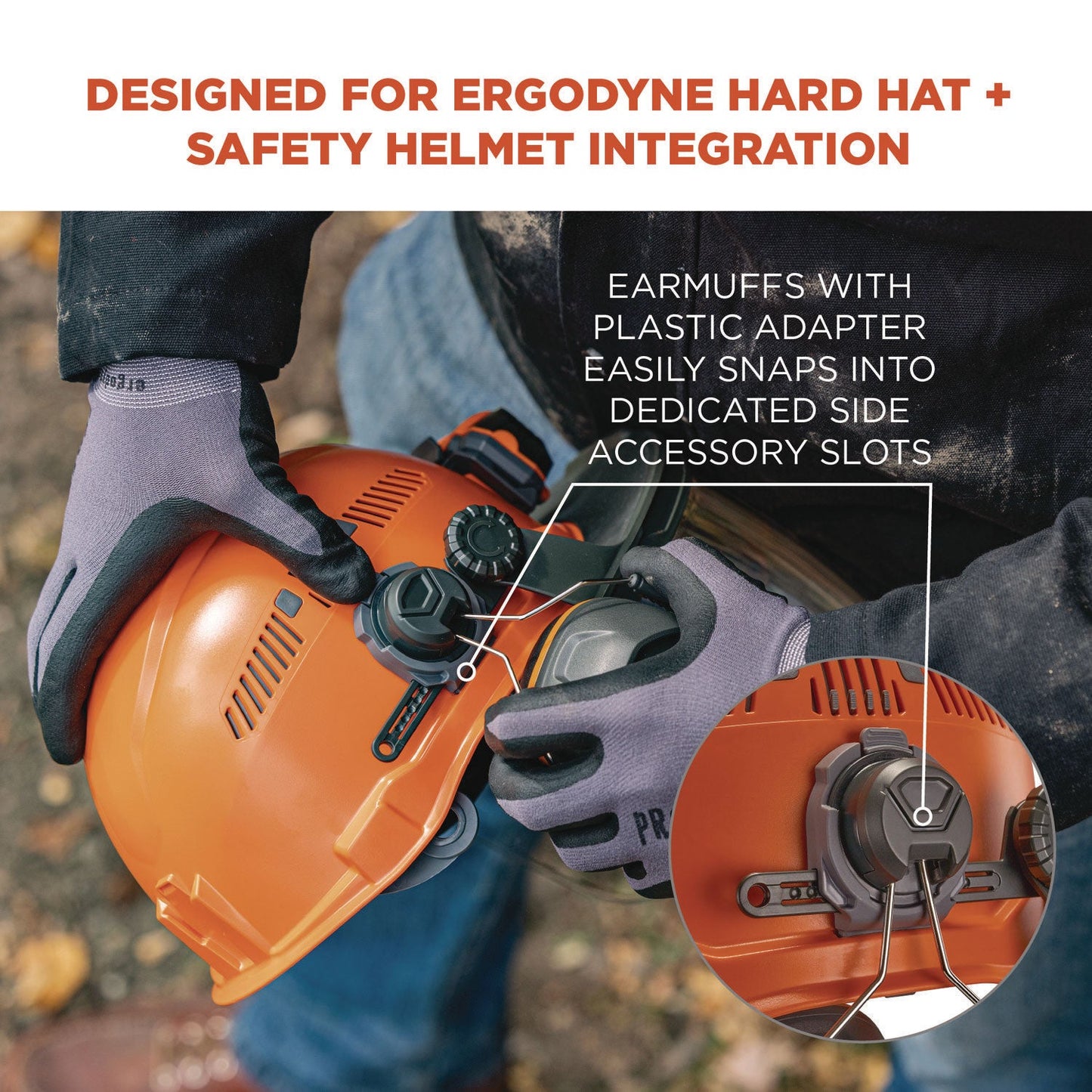 Ergodyne Skullerz 8880 NRR 26dB Hard Hat Mounted Earmuffs, Cap-Style, Gray (EGO60258)