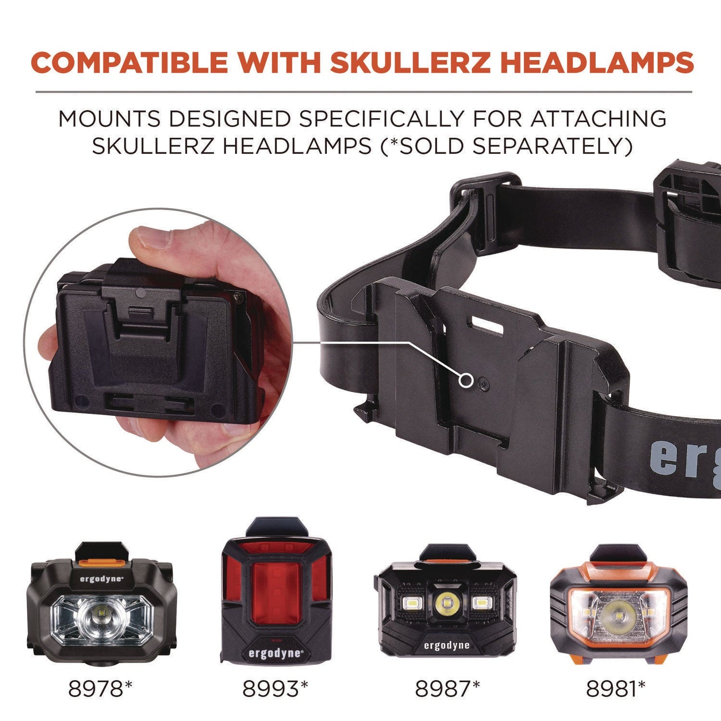 Ergodyne Skullerz 8979 Headband Light Mount with Silicone Strap (EGO60291)