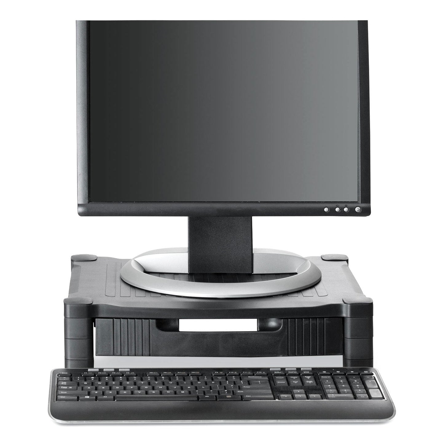 Mind Reader Monitor Stand Riser with Drawer, 17" x 13" x 3.75", Black, Supports 22 lbs (EMSDRPLMONSTBLK)