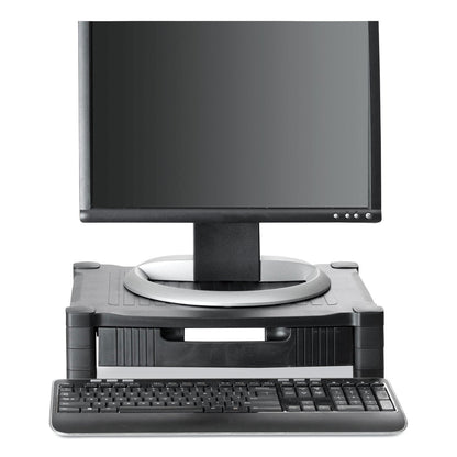 Mind Reader Monitor Stand Riser with Drawer, 17" x 13" x 3.75", Black, Supports 22 lbs (EMSDRPLMONSTBLK)