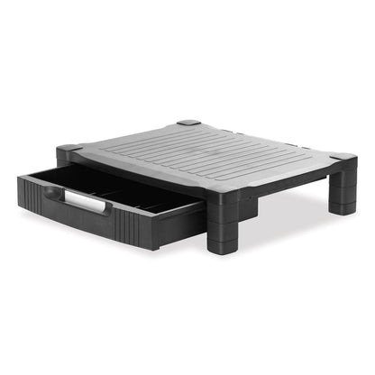 Mind Reader Monitor Stand Riser with Drawer, 17" x 13" x 3.75", Black, Supports 22 lbs (EMSDRPLMONSTBLK)
