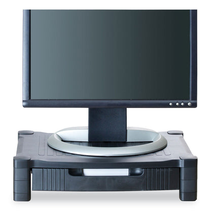 Mind Reader Monitor Stand Riser with Drawer, 17" x 13" x 3.75", Black, Supports 22 lbs (EMSDRPLMONSTBLK)