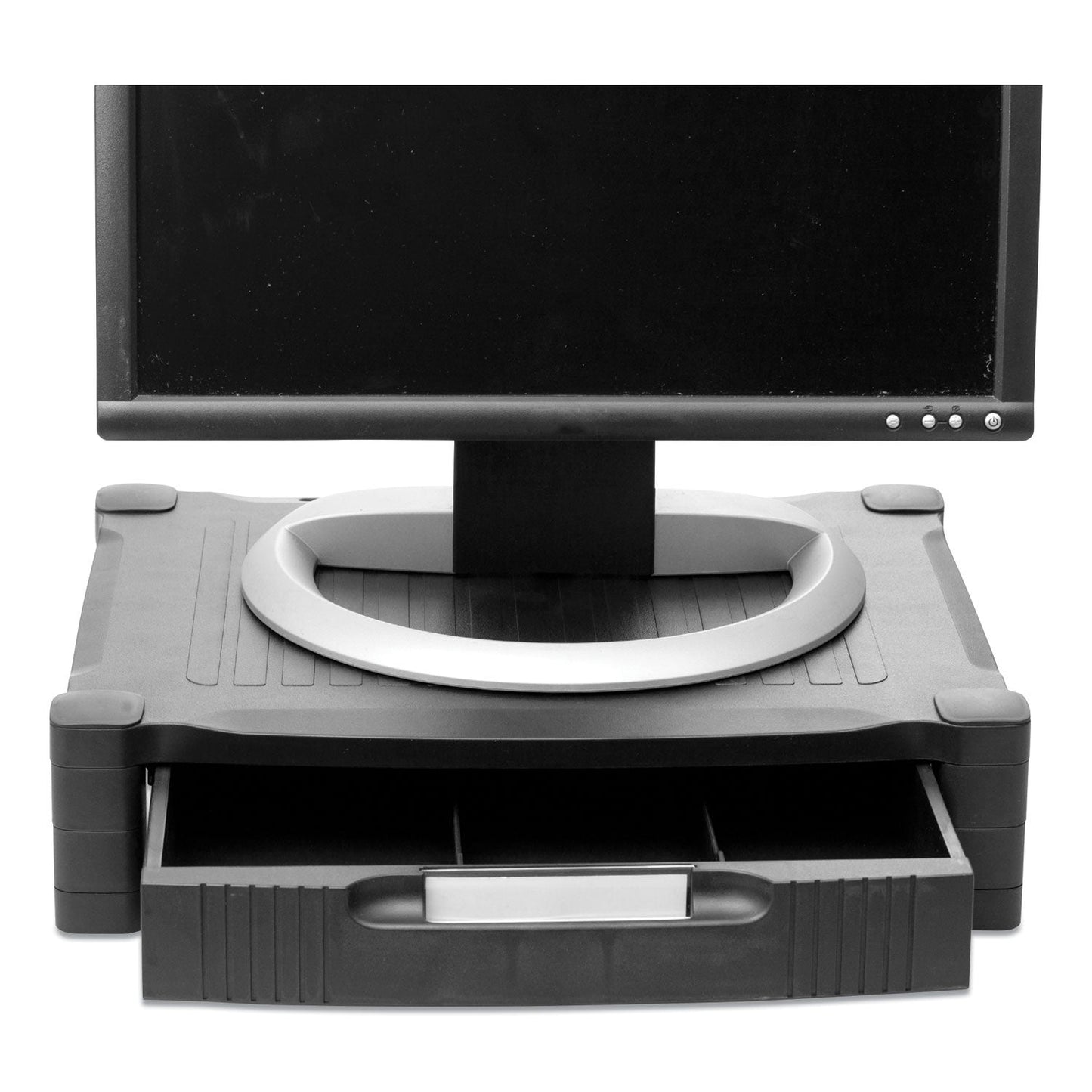 Mind Reader Monitor Stand Riser with Drawer, 17" x 13" x 3.75", Black, Supports 22 lbs (EMSDRPLMONSTBLK)