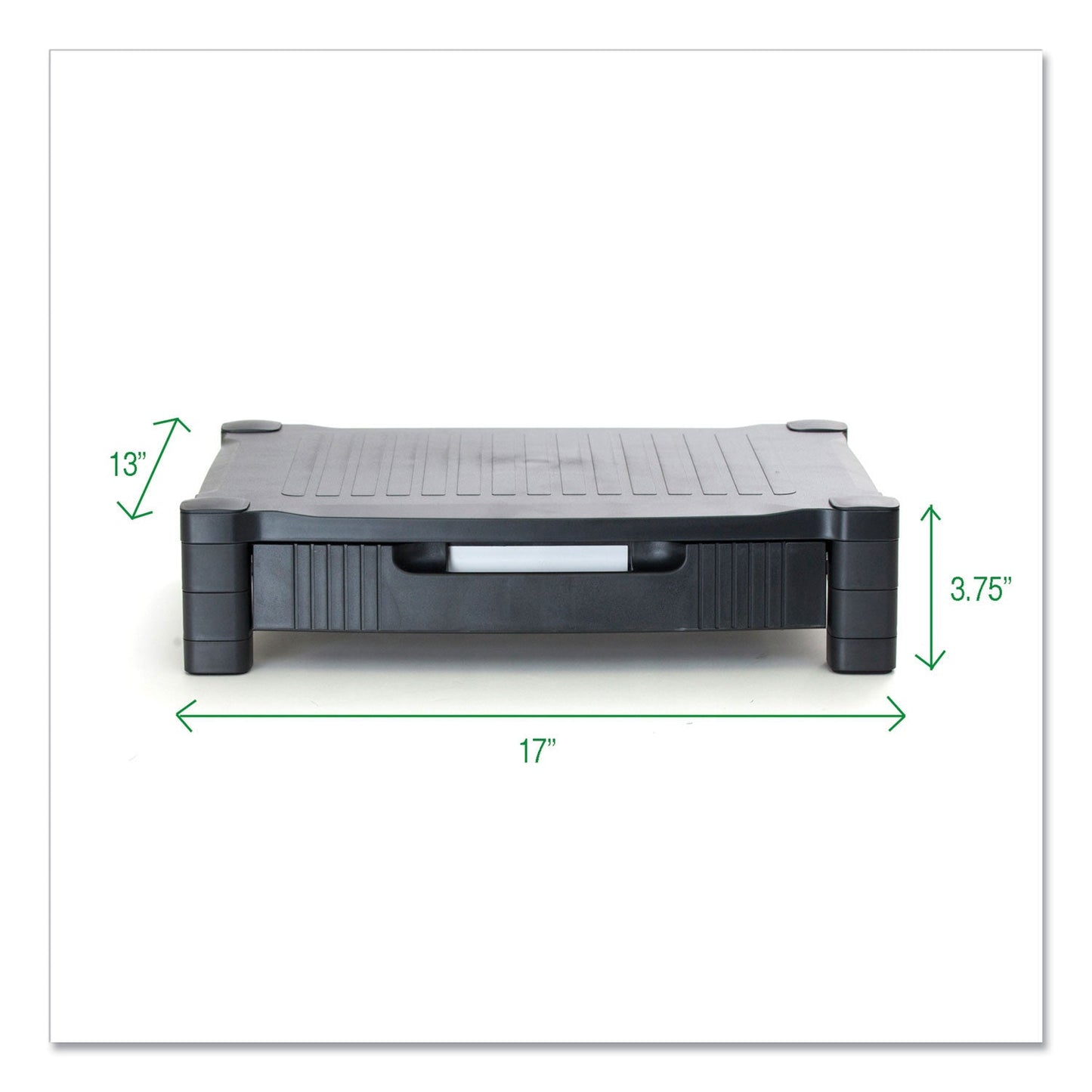 Mind Reader Monitor Stand Riser with Drawer, 17" x 13" x 3.75", Black, Supports 22 lbs (EMSDRPLMONSTBLK)