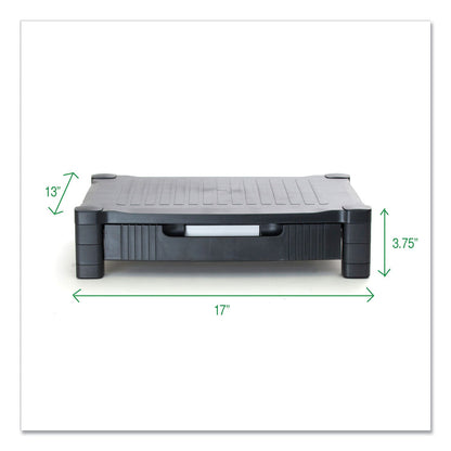 Mind Reader Monitor Stand Riser with Drawer, 17" x 13" x 3.75", Black, Supports 22 lbs (EMSDRPLMONSTBLK)