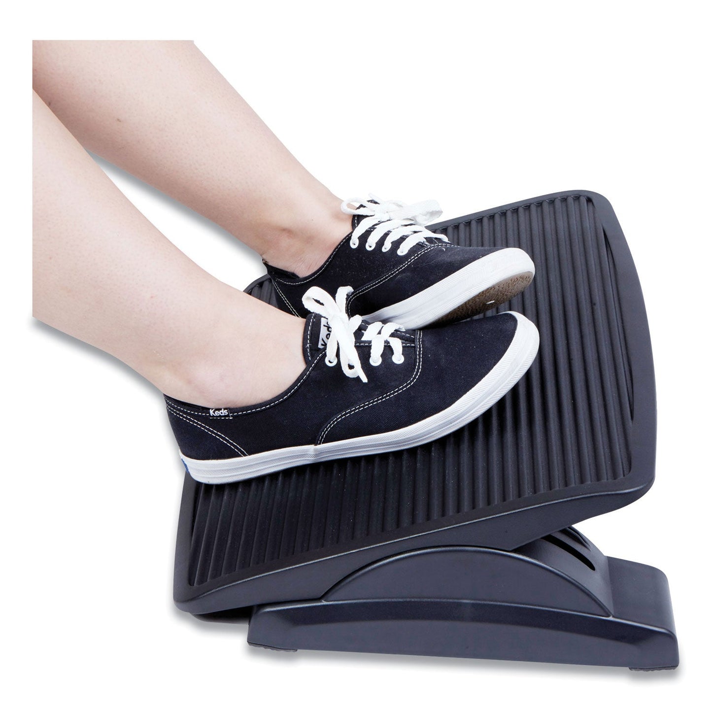 Mind Reader Adjustable Height Ergonomic Footrest, 17.62w x 14d x 3.75h, Black (EMSFTLINEBLK)
