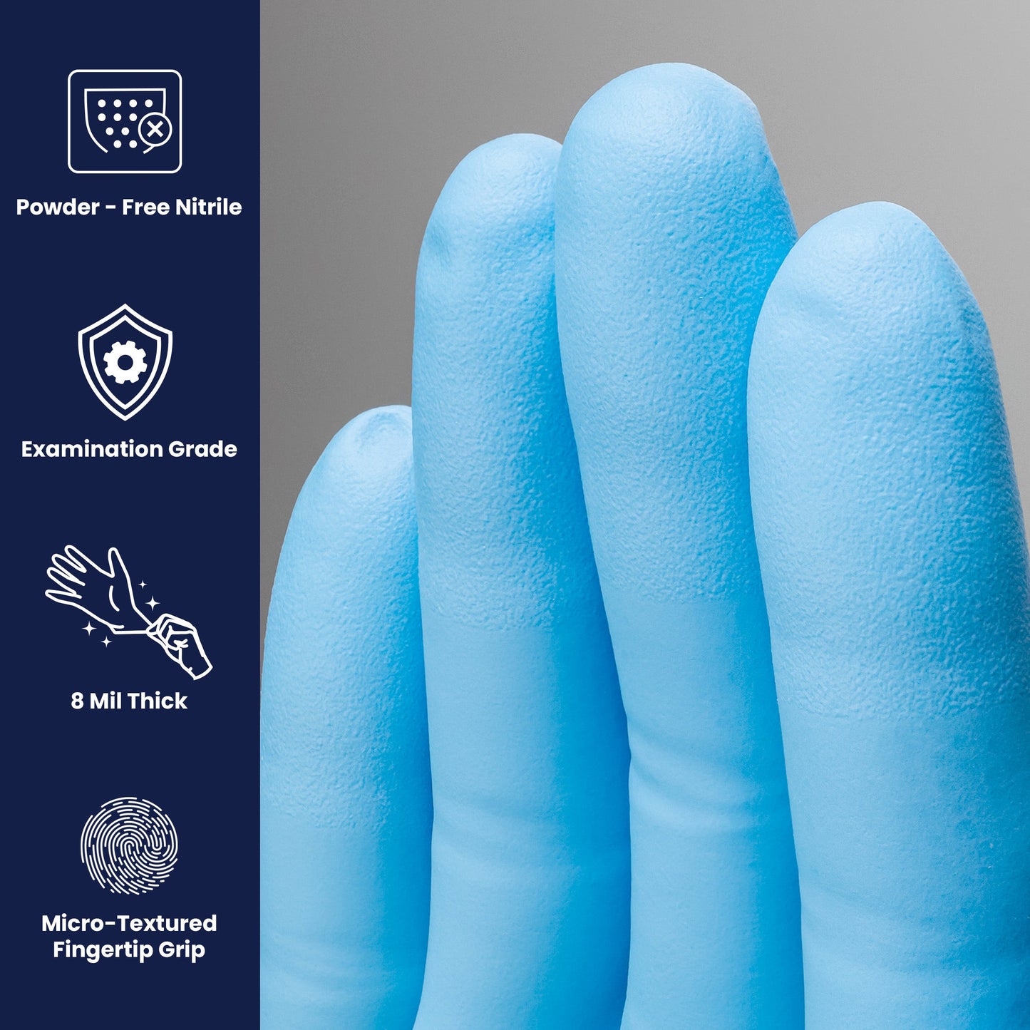 Safety Zone® Nitrile Powder Free 8 mil Exam Gloves, Blue, Lrg, Case of 1000 (SZNEPW446)