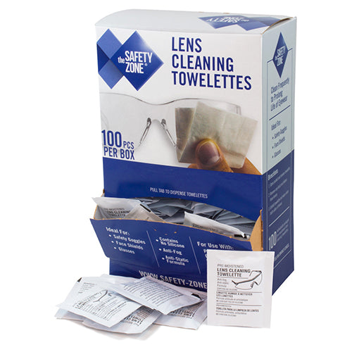 Safety Zone® ProGuard® Lens Cleaning Wipes, Anti-Static, Anti-Fog, 100/Box (SZNES-LCT)