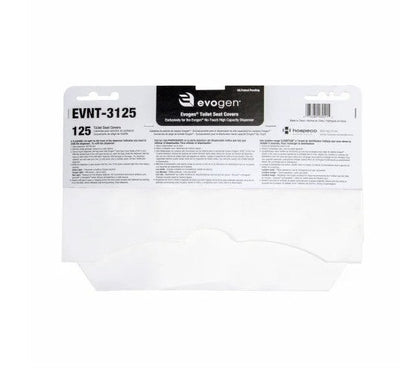 Hospeco® Evogen® Toilet Seat Covers, Half-Fold, White, 125/Pack, 24 pk/Case (HOSEVNT-3125)