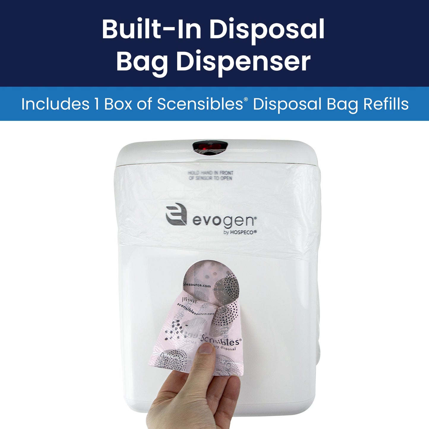 Hospeco® Evogen® No-Touch Combination Waste Receptacle, White ABS Plastic (HOSEVNT-CWR)