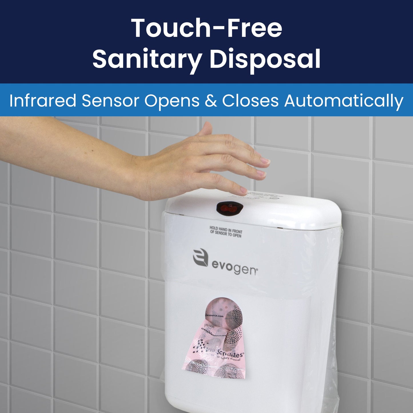 Hospeco® Evogen® No-Touch Combination Waste Receptacle, White ABS Plastic (HOSEVNT-CWR)