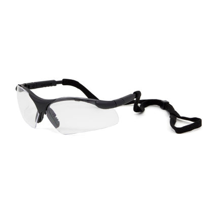 Safety Zone® CCP Ultra Safety Glasses with Cord and Adjustable Temples, Clear Lens, Black Frame, Pack of 12 (SZNEW-4400-C)