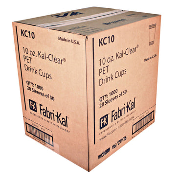 Fabri-Kal Kal-Clear PET Cold Drink Cups, 10 oz, Clear, 50/Bag, 20 Bags/Carton (FABKC10)