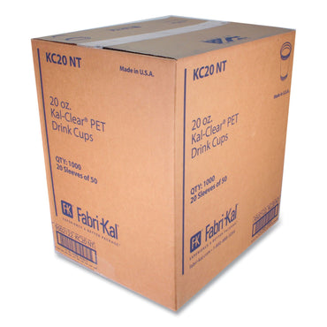 Fabri-Kal Kal-Clear PET Cold Drink Cups, 20 oz, Clear, 50/Bag, 20 Bags/Carton (FABKC20)