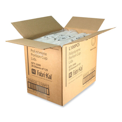 Fabri-Kal Portion Cup Lids, Fits 1 oz Squat Portion Cups, Clear, 125/Sleeve, 20 Sleeves/Carton (FABL100PCS)