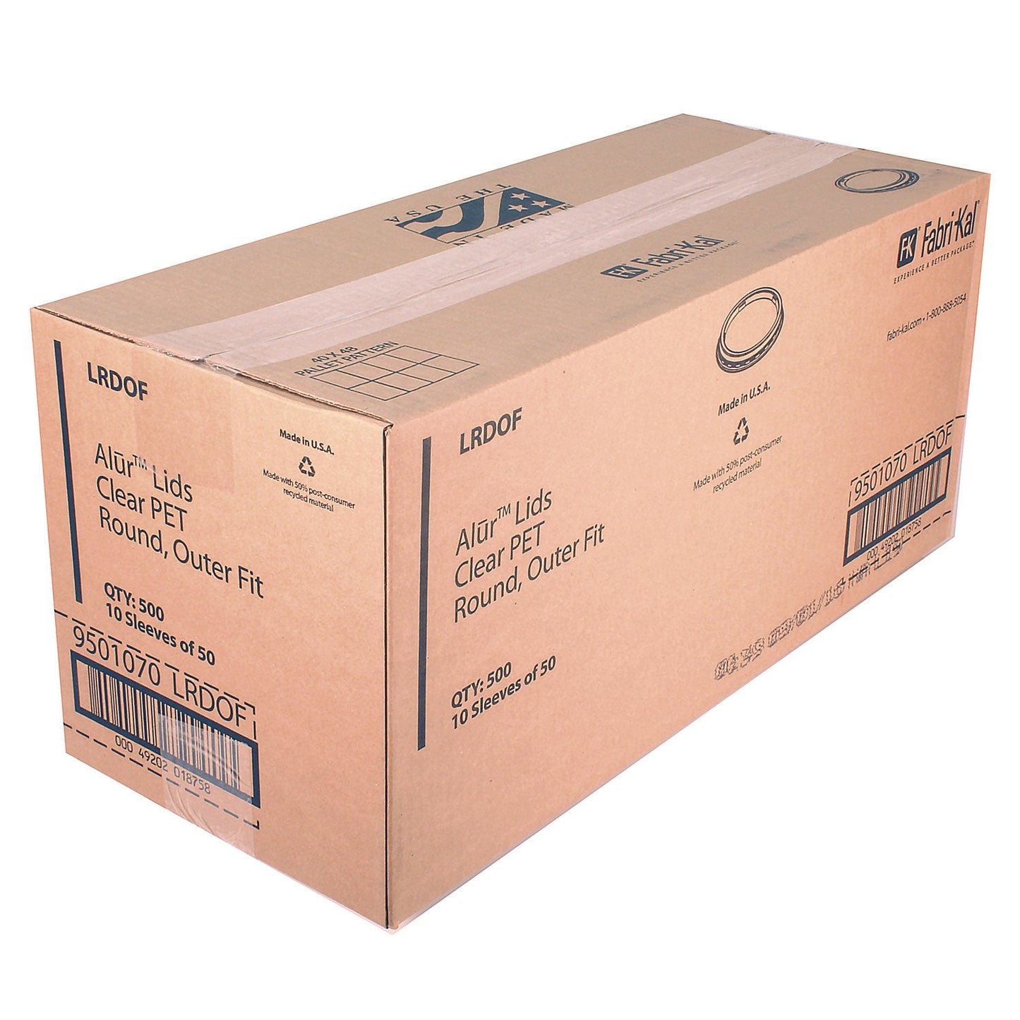 Fabri-Kal Recycleware Round Deli Container Lids, Clear, Plastic, 500/Carton (FABLRDOF)