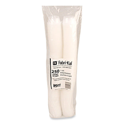 Fabri-Kal Portion Cups, Squat, 1 oz, Translucent, 125/Sleeve, 20 Sleeve/Carton (FABPC100S)