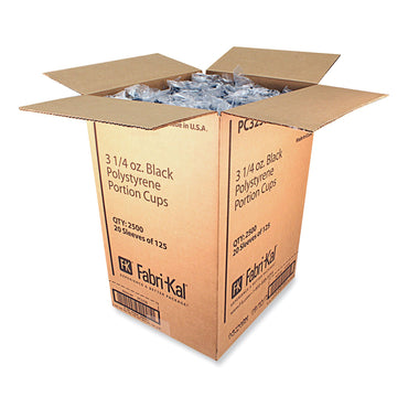 Fabri-Kal Portion Cups, 3.25 oz, Black, 125/Sleeve, 20 Sleeves/Carton (FABPC325B)