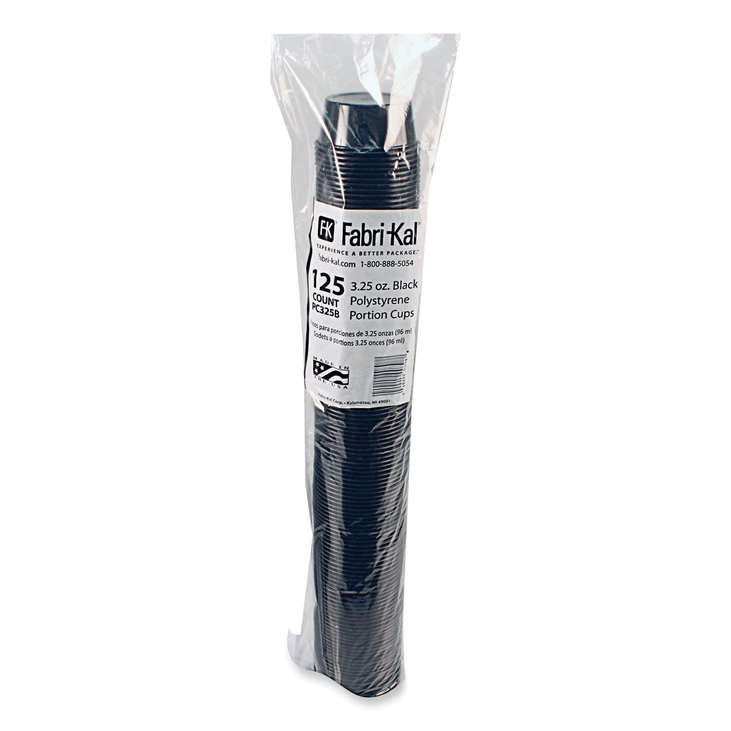 Fabri-Kal Portion Cups, 3.25 oz, Black, 125/Sleeve, 20 Sleeves/Carton (FABPC325B)