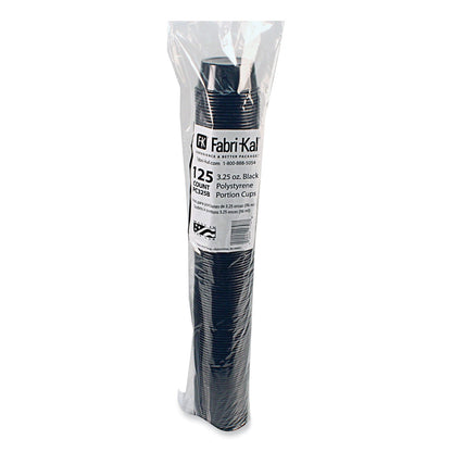 Fabri-Kal Portion Cups, 3.25 oz, Black, 125/Sleeve, 20 Sleeves/Carton (FABPC325B)