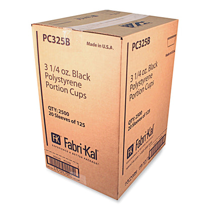 Fabri-Kal Portion Cups, 3.25 oz, Black, 125/Sleeve, 20 Sleeves/Carton (FABPC325B)