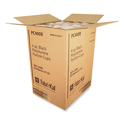 Fabri-Kal Portion Cups, 4 oz, Black, 125/Sleeve, 20 Sleeves/Carton (FABPC400B)