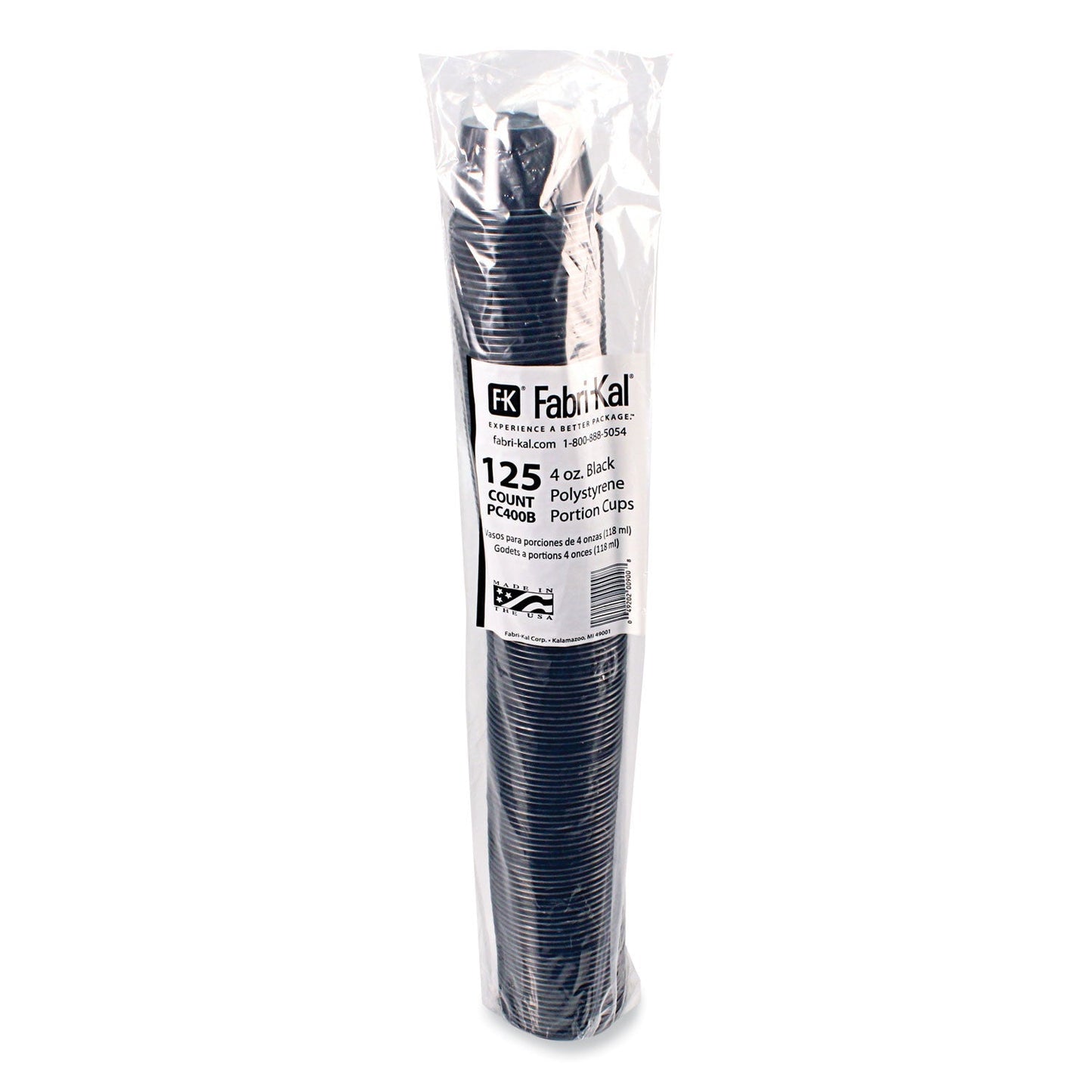 Fabri-Kal Portion Cups, 4 oz, Black, 125/Sleeve, 20 Sleeves/Carton (FABPC400B)