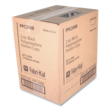 Fabri-Kal Portion Cups, 2 oz, Black, 2,500/Carton (FABPPC200B)