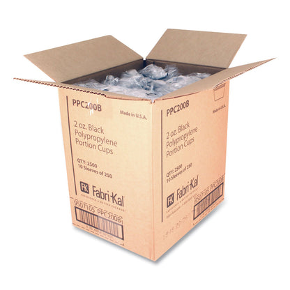 Fabri-Kal Portion Cups, 2 oz, Black, 2,500/Carton (FABPPC200B)