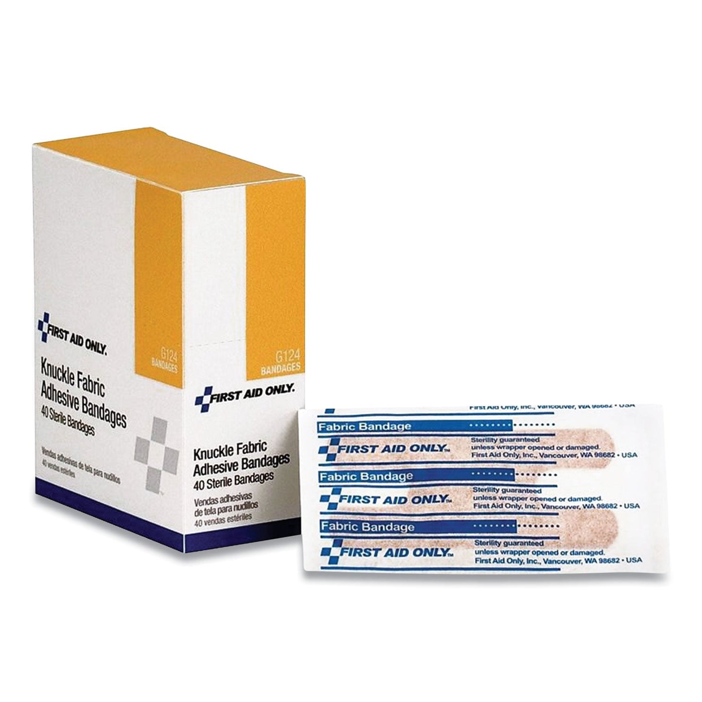 First Aid Only Fabric Bandages, Four-Wing Knuckle, 2.5 x 3.25, 40/Box (FAOG124)