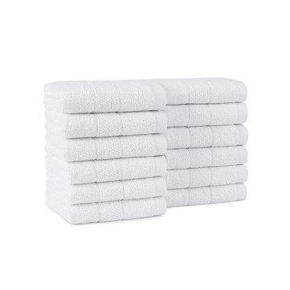 Arkwright Home Family Essentials Washcloths (Pack of 12), 12x12, Cotton, White (P-FEWC-12PK-WH)