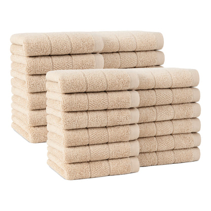 Arkwright Home Family Essentials Washcloths (Pack of 24), 12x12, Cotton, Beige (P-FEWC-24PK-BG)