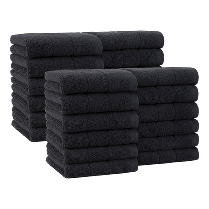 Arkwright Home Family Essentials Washcloths (Pack of 24), 12x12, Cotton, Black (P-FEWC-24PK-BK)