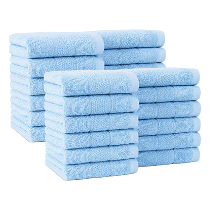 Arkwright Home Family Essentials Washcloths (Pack of 24), 12x12, Cotton, Blue (P-FEWC-24PK-BL)