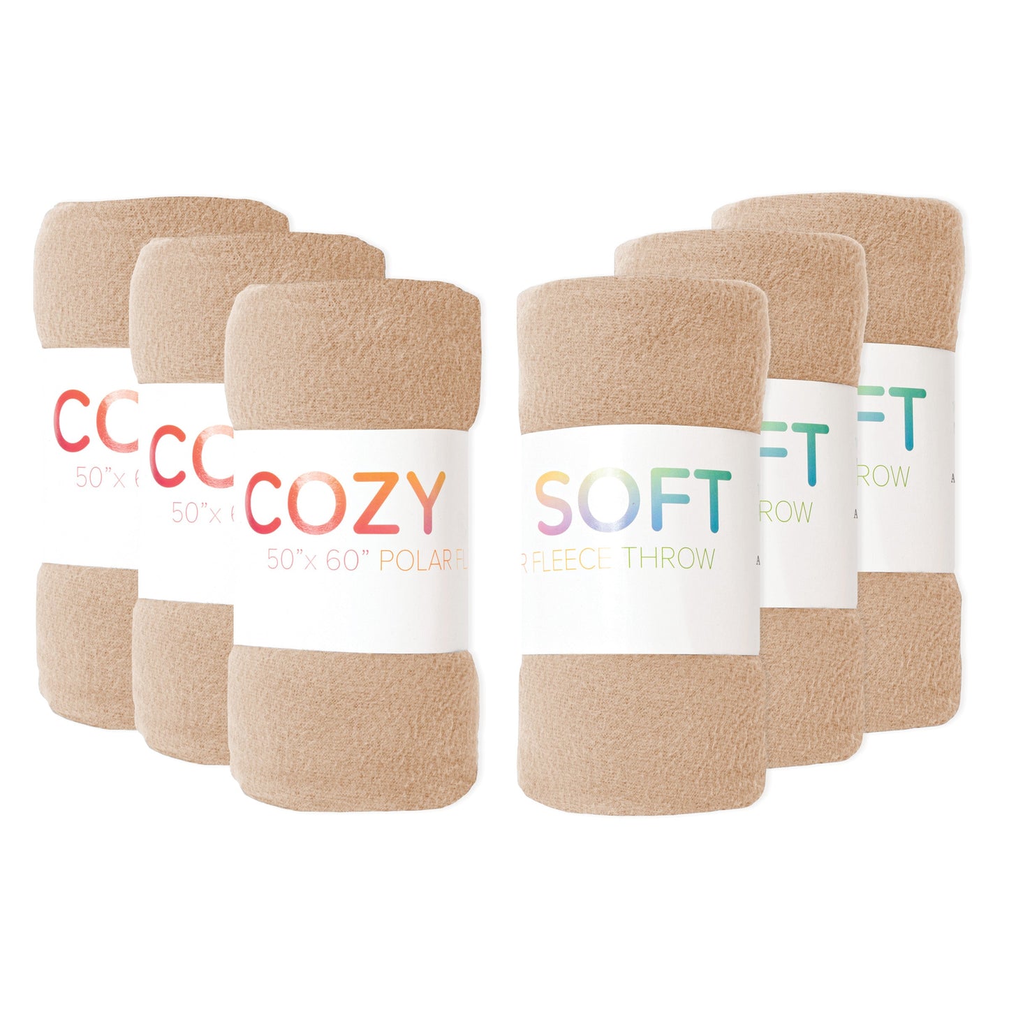 Arkwright Home® Cozy Soft Polar Fleece Throw 50x60 Beige, 12/Case (FLC-PLR-5060-BG-CS)