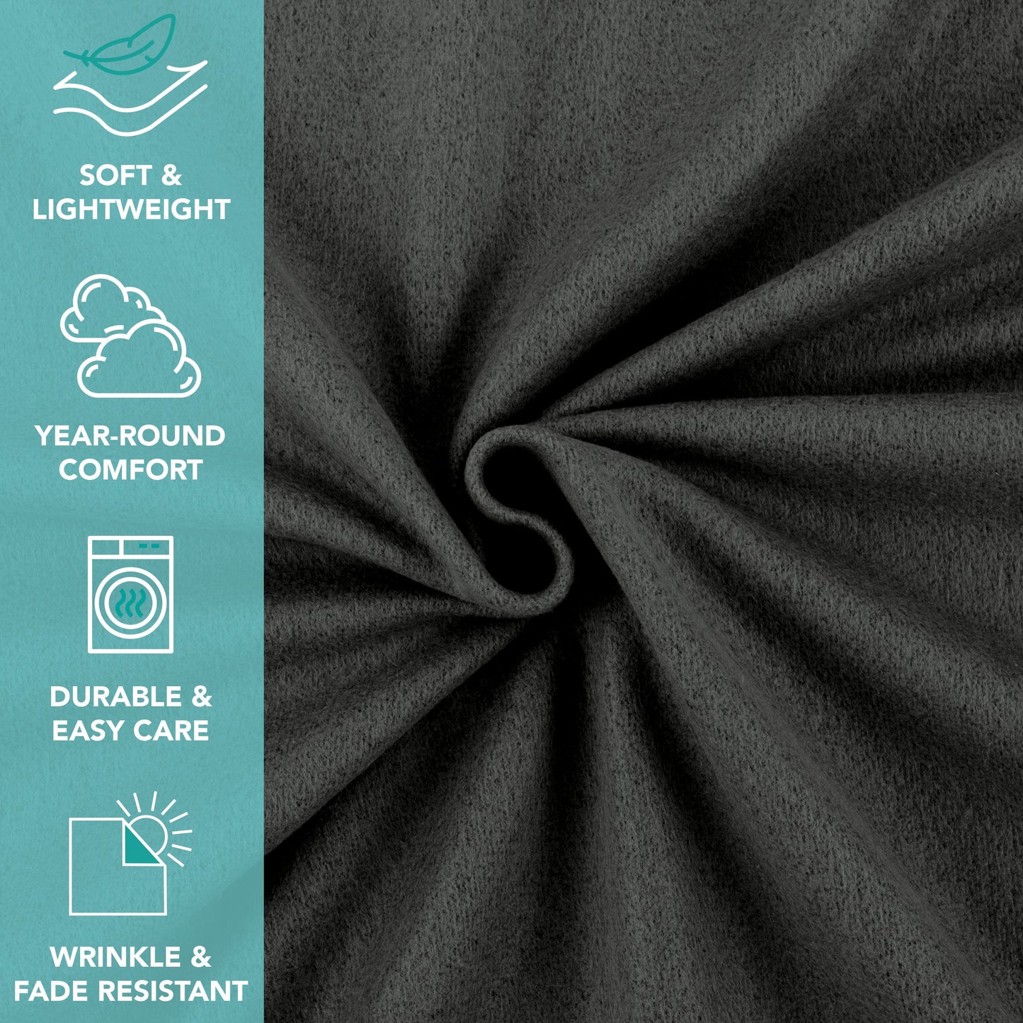 Arkwright Home® Cozy Soft Polar Fleece Throw 50x60 Black, 12/Case (FLC-PLR-5060-BK)