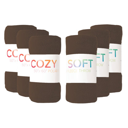 Arkwright Home® Cozy Soft Polar Fleece Throw 50x60 Brown, 12/Case (FLC-PLR-5060-BR)