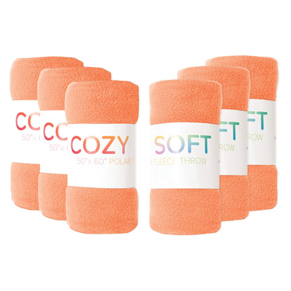 Arkwright Home® Cozy Soft Polar Fleece Throw 50x60 Coral, 24/Case (FLC-PLR-5060-6PK-CO)
