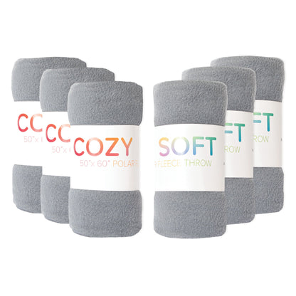 Arkwright Home® Cozy Soft Polar Fleece Throw 50x60 Light Grey, 24/Case (FLC-PLR-5060-6PK-GY)
