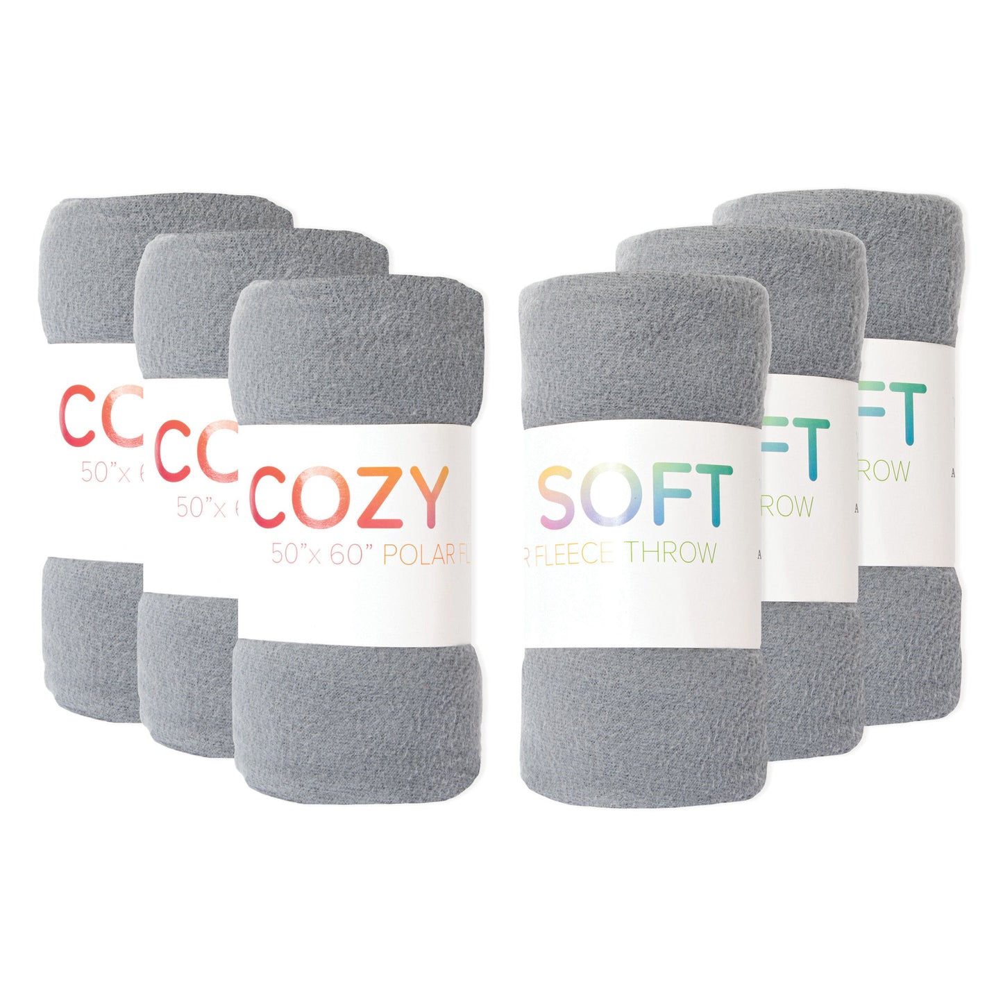 Arkwright Home® Cozy Soft Polar Fleece Throw 50x60 Light Grey, 12/Case (FLC-PLR-5060-GY-CS)