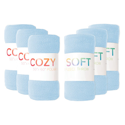 Arkwright Home® Cozy Soft Polar Fleece Throw 50x60 Light Blue, 12/Case (FLC-PLR-5060-LB)