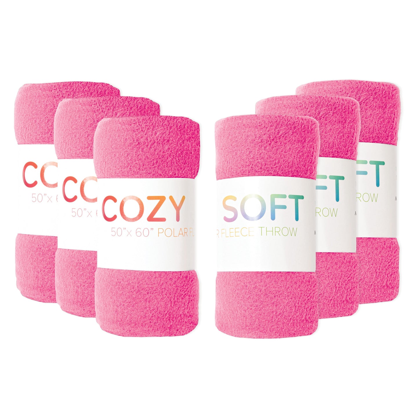 Arkwright Home® Cozy Soft Polar Fleece Throw 50x60 Pink, 24/Case (FLC-PLR-5060-6PK-PK)