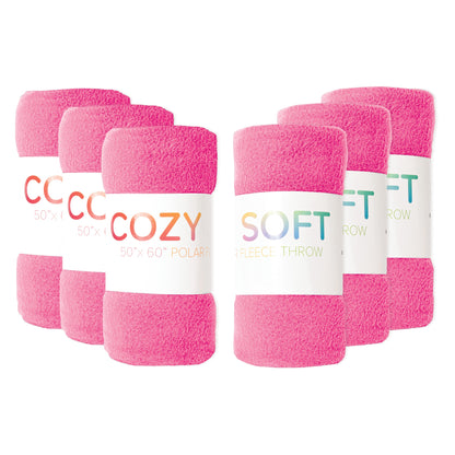 Arkwright Home® Cozy Soft Polar Fleece Throw 50x60 Pink, 24/Case (FLC-PLR-5060-6PK-PK)